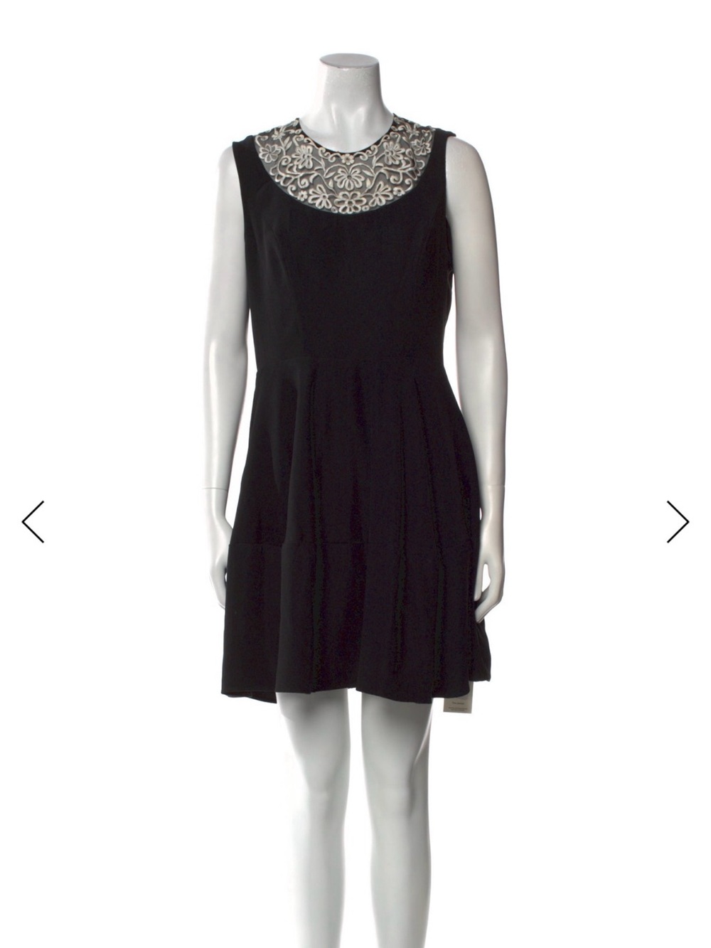 Needle & Thread Black Mini Dress with Ivory Lace Yoke